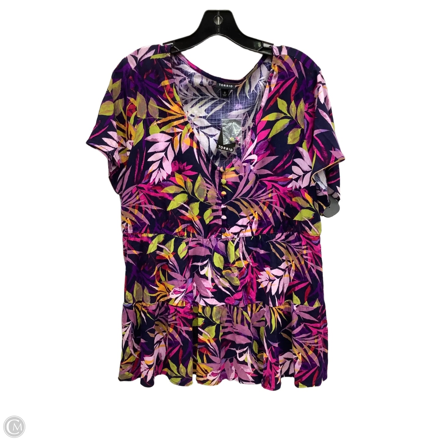 Top Short Sleeve By Torrid In Tropical Print, Size: L