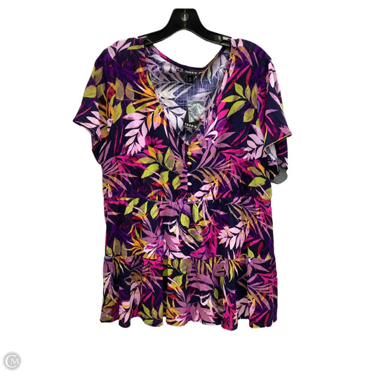 Top Short Sleeve By Torrid In Tropical Print, Size: L