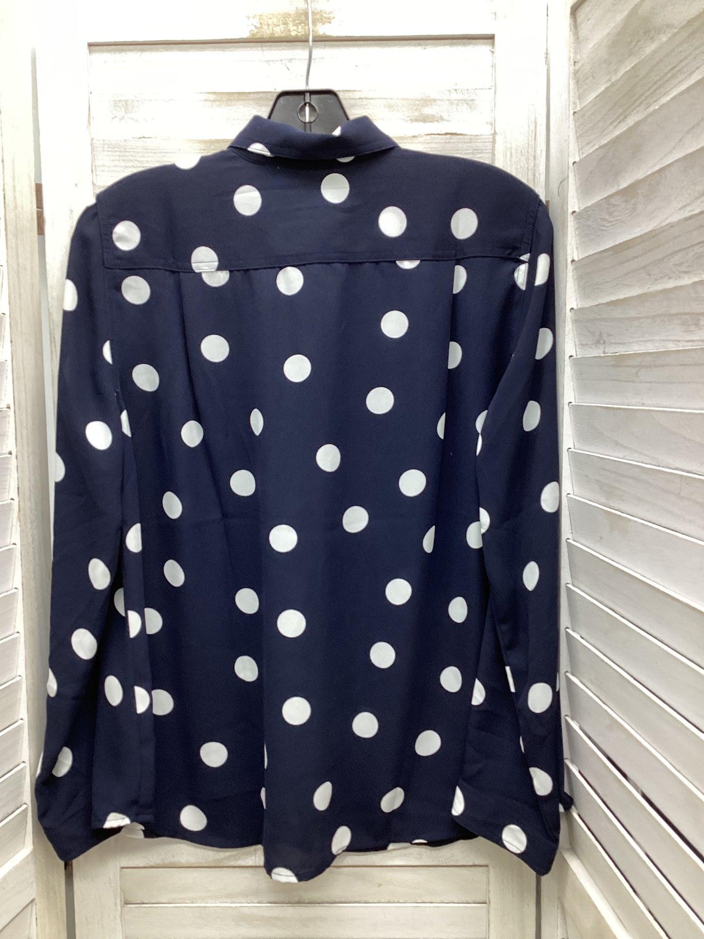 Blouse Long Sleeve By Loft In Polkadot Pattern, Size: Mp