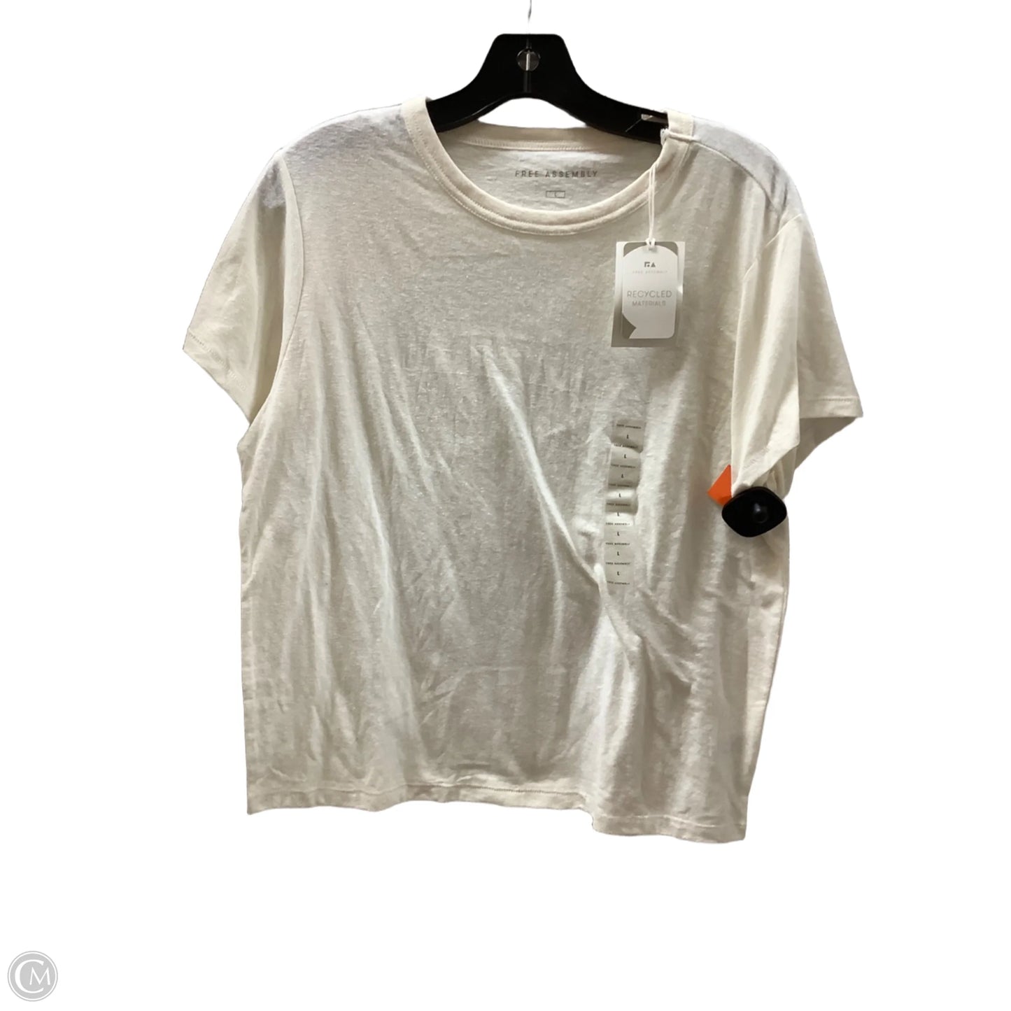 Top Short Sleeve By Free Assembly In Ivory, Size: L