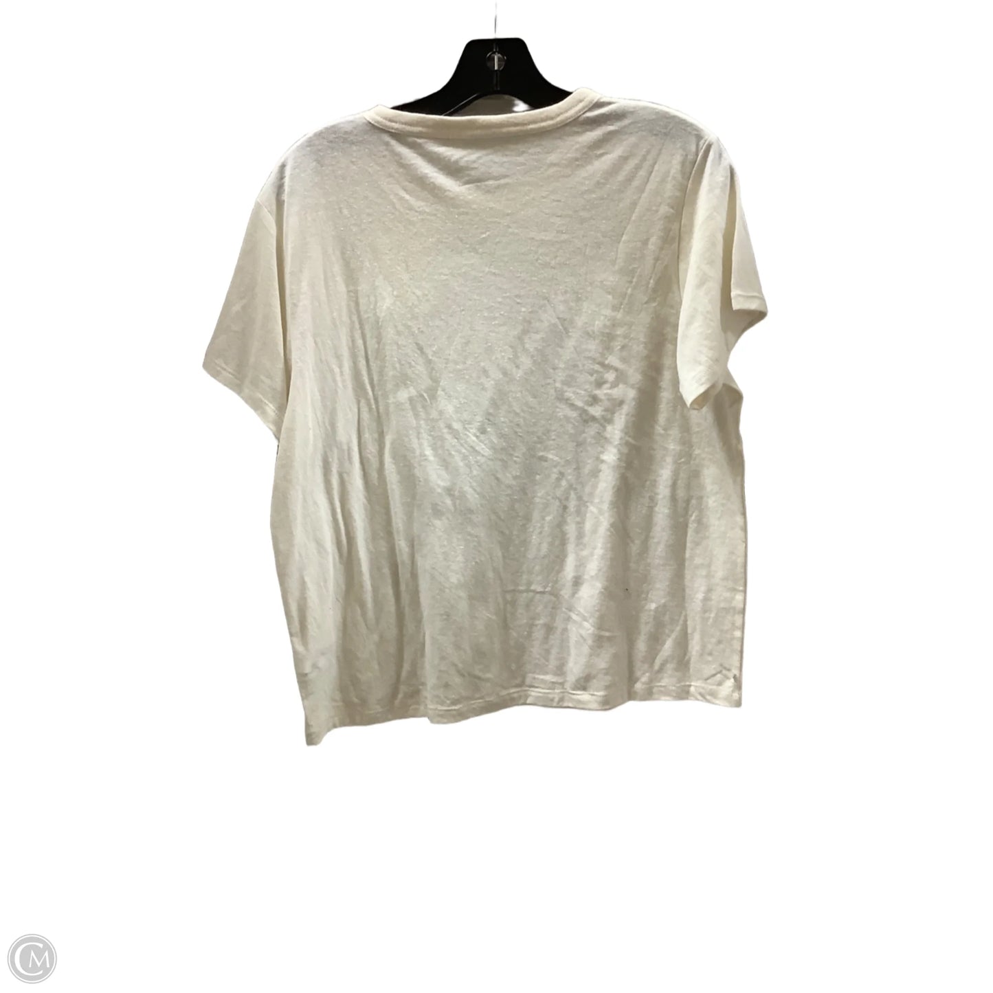 Top Short Sleeve By Free Assembly In Ivory, Size: L