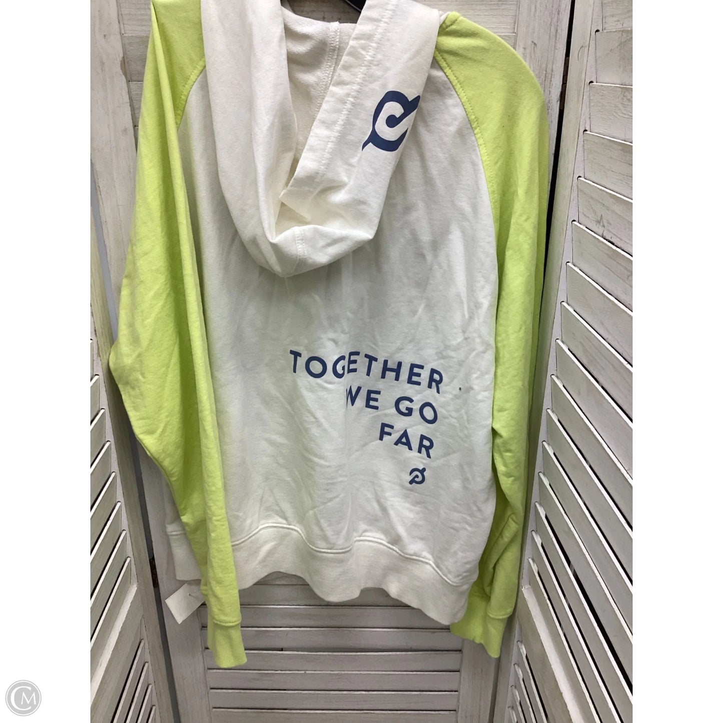 Sweatshirt Hoodie By Pendleton In White & Yellow, Size: S