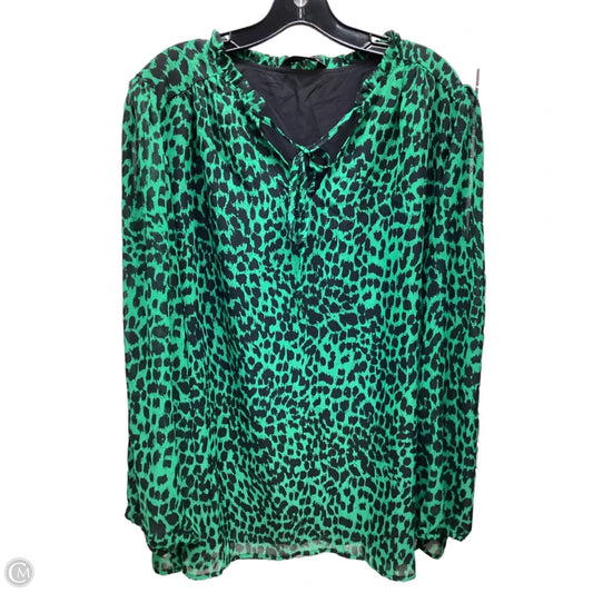 Blouse Long Sleeve By Clothes Mentor In Leopard Print, Size: 18