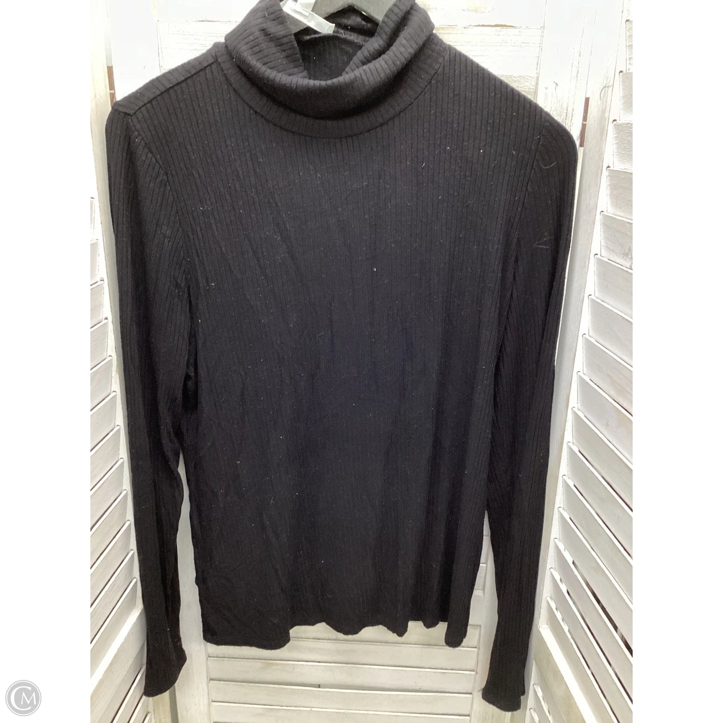 Top Long Sleeve By Cyrus Knits In Black, Size: L