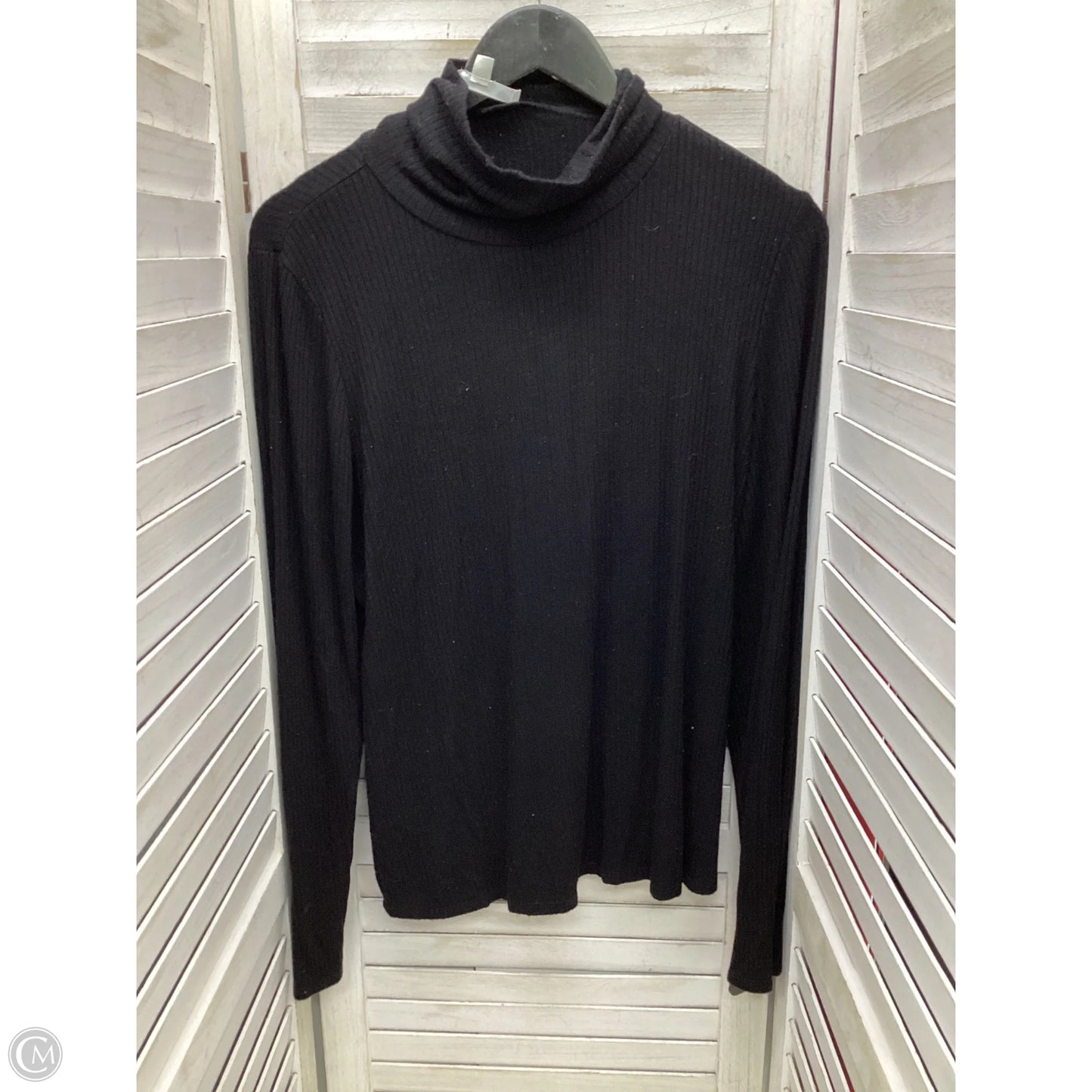 Top Long Sleeve By Cyrus Knits In Black, Size: L