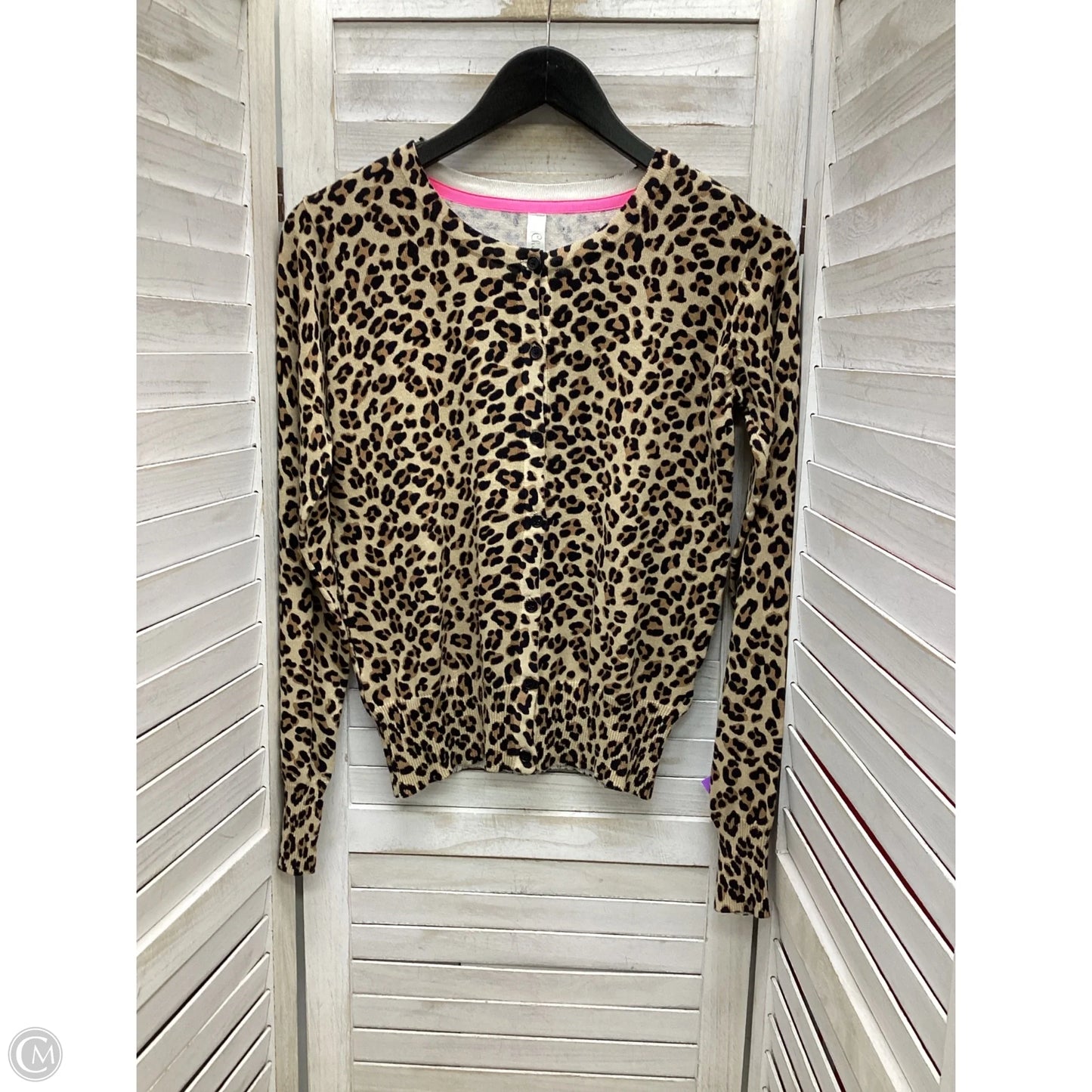 Cardigan By Cherokee In Leopard Print, Size: Xl