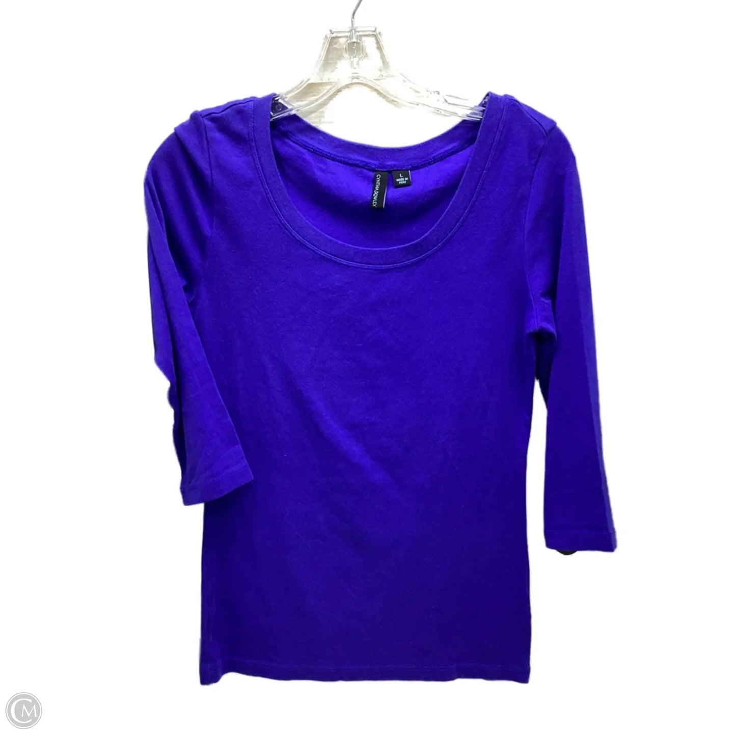 Top 3/4 Sleeve Basic By Cynthia Rowley In Blue, Size: L