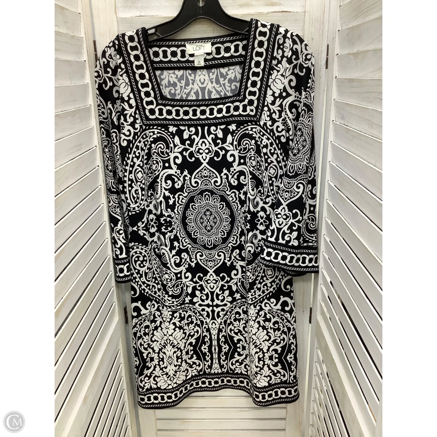 Dress Casual Midi By Loft In Black & White, Size: Xs