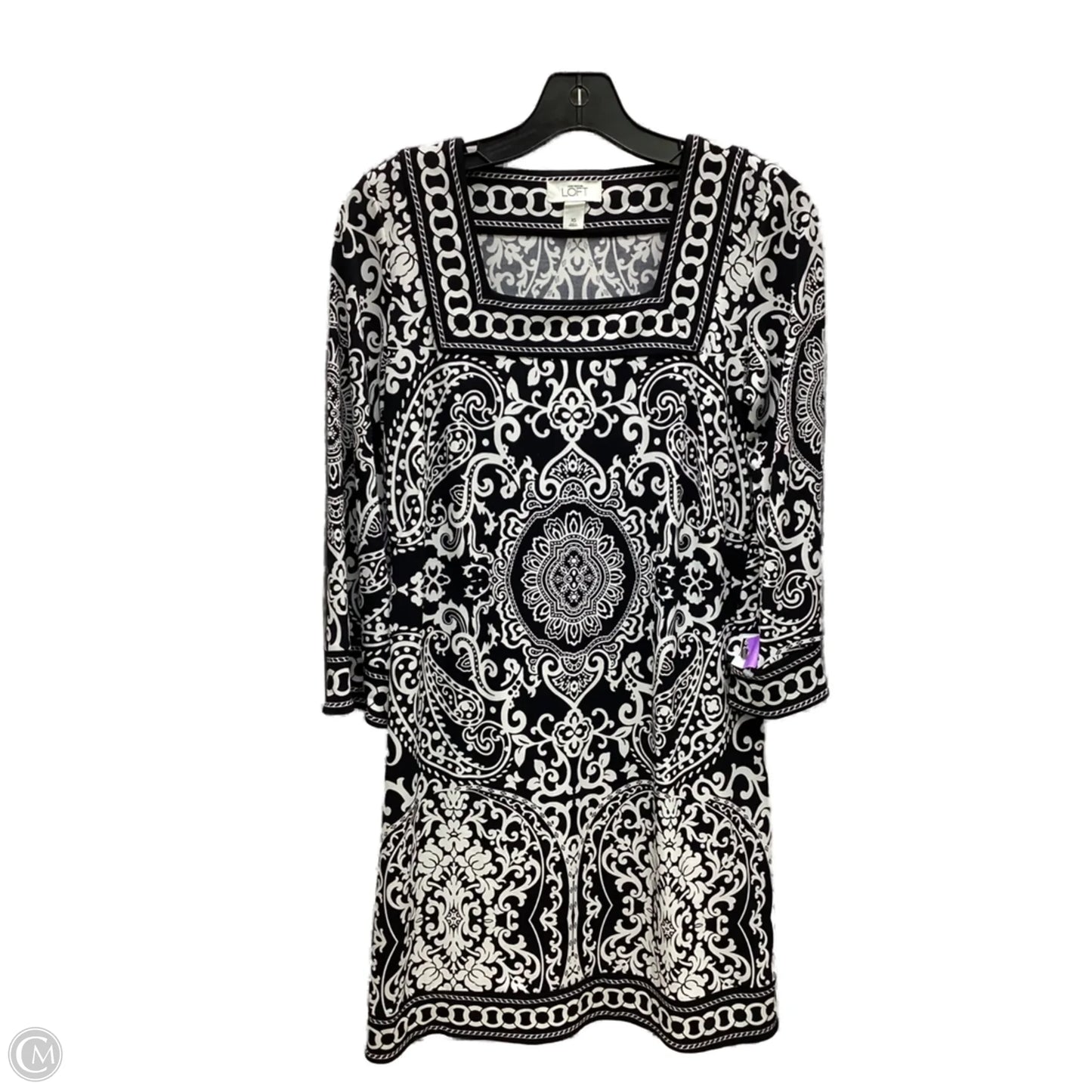 Dress Casual Midi By Loft In Black & White, Size: Xs