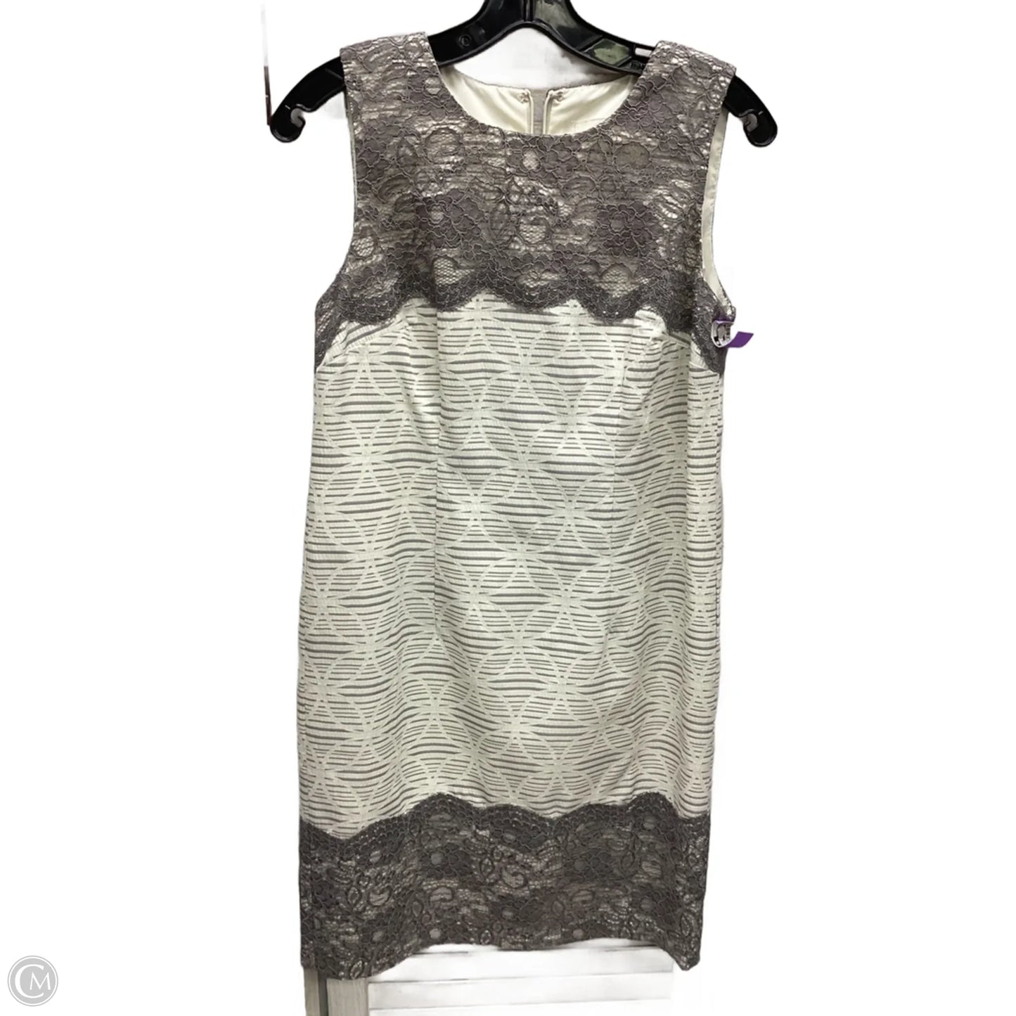 Dress Casual Midi By Loft In Cream & Grey, Size: 2