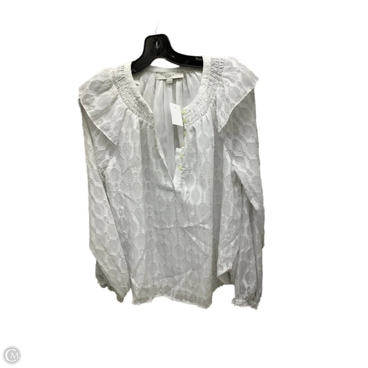 Top Long Sleeve By Loft In White, Size: S