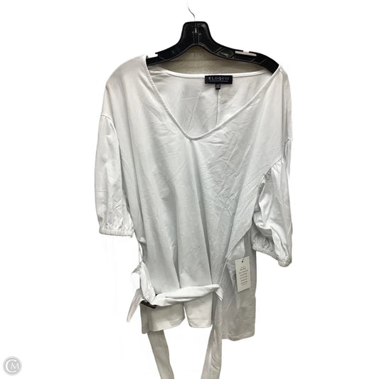 Top Short Sleeve By Eloquii In White, Size: 18