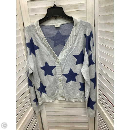 Cardigan By Clothes Mentor In Blue & Grey, Size: Xl