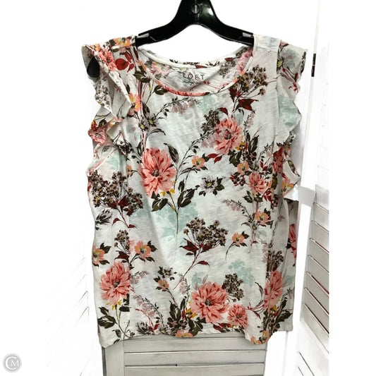 Top Sleeveless By Loft In Floral Print, Size: Xl