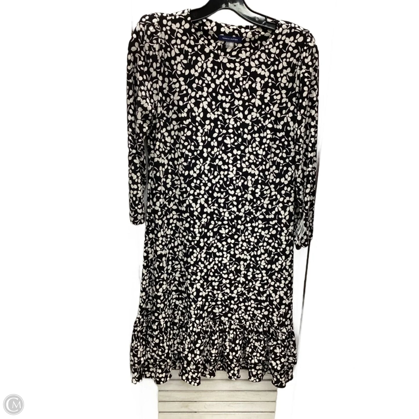 Dress Casual Midi By Tommy Hilfiger In Black & Cream, Size: 2
