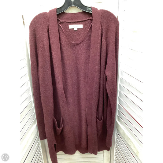 Sweater Cardigan By Loft In Maroon, Size: Xl