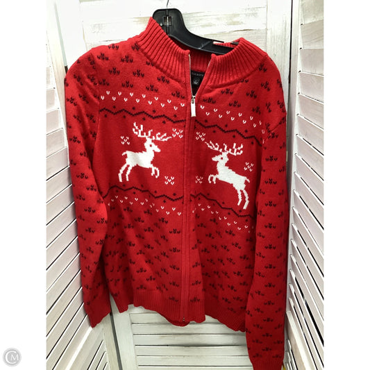 Sweater Cardigan By Talbots In Red, Size: L