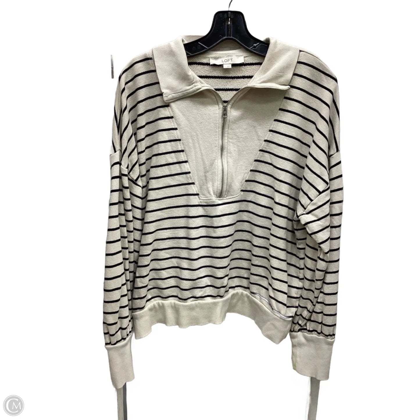 Sweatshirt Collar By Loft In Striped Pattern, Size: L