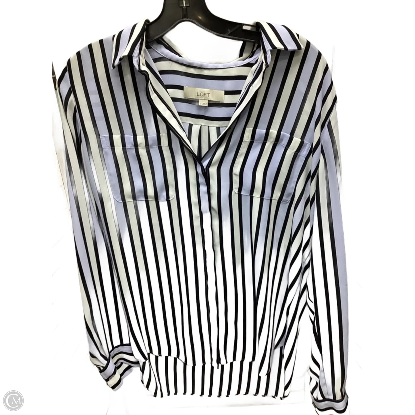 Top Long Sleeve By Loft In Striped Pattern, Size: M