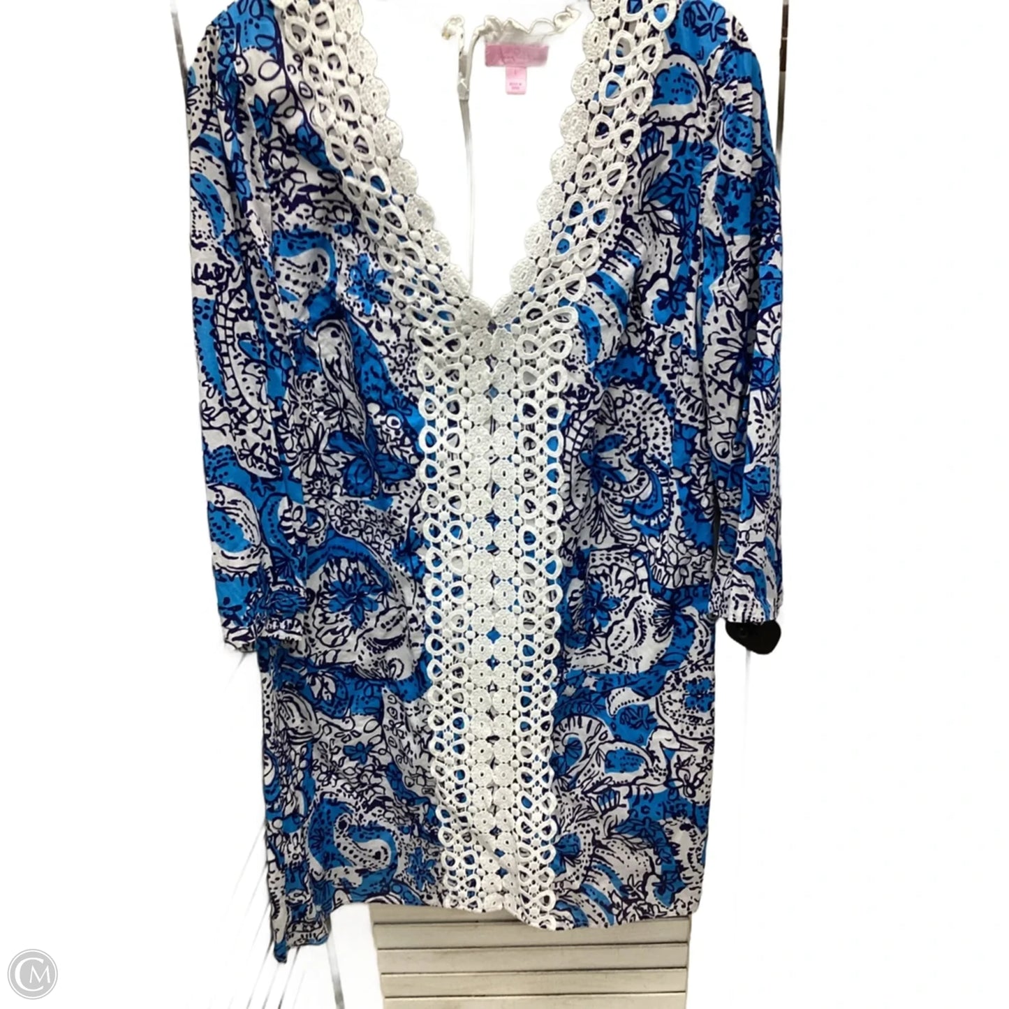 Dress Designer By Lilly Pulitzer In Blue & White, Size: L