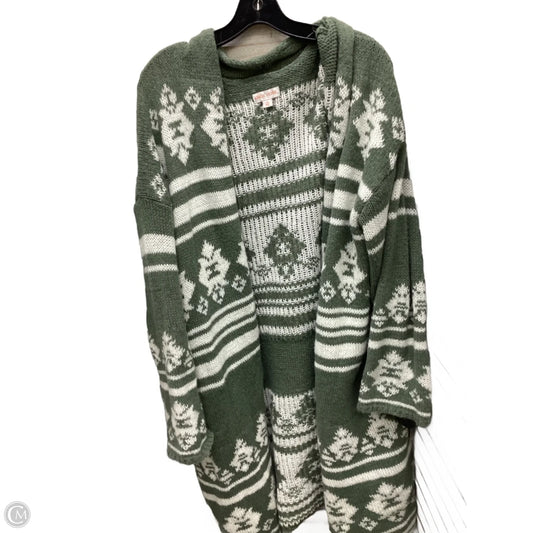Sweater Cardigan By Knox Rose In Green & White, Size: Xxl