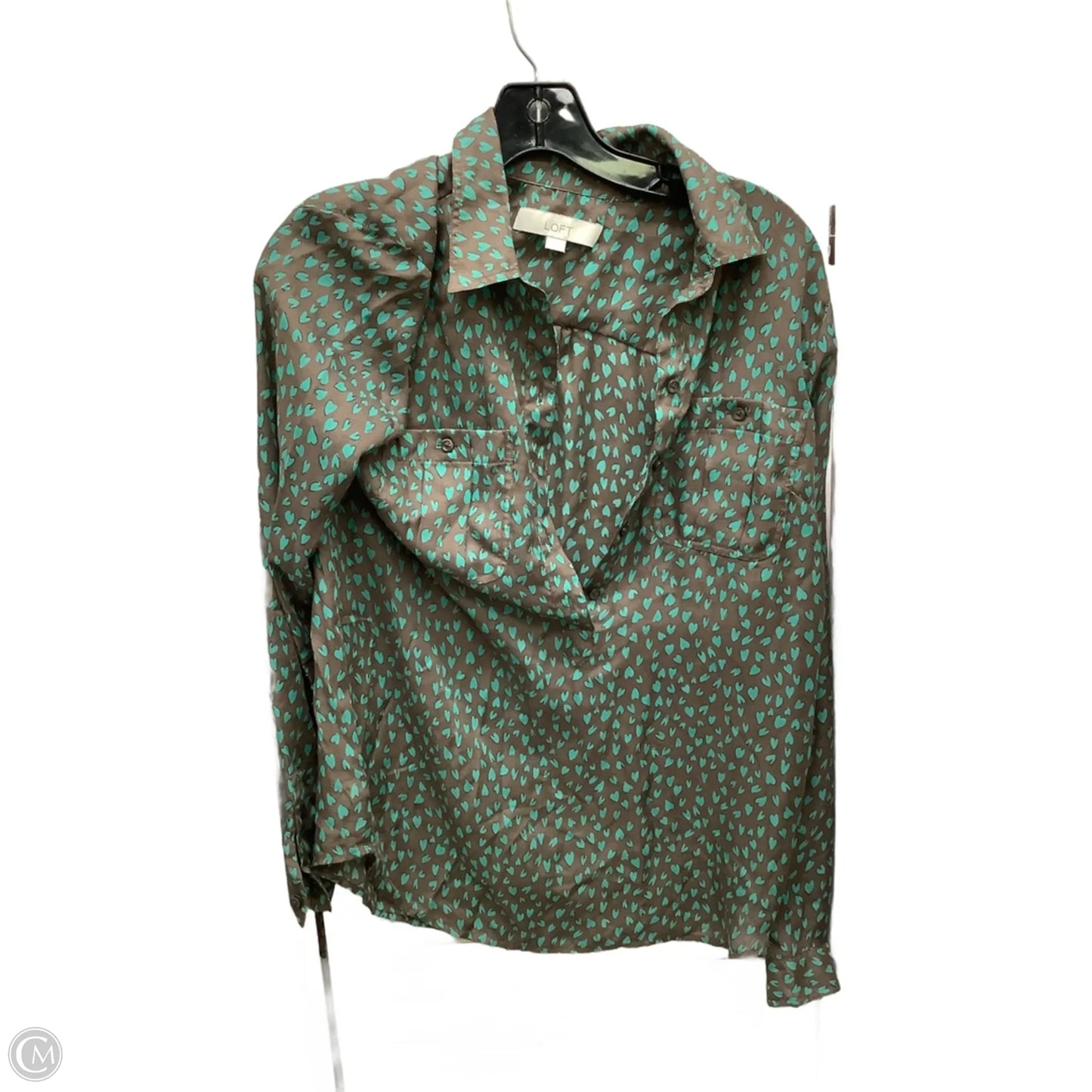 Top Long Sleeve By Loft In Brown & Green, Size: S