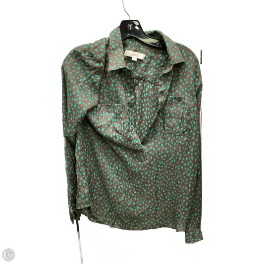 Top Long Sleeve By Loft In Brown & Green, Size: S