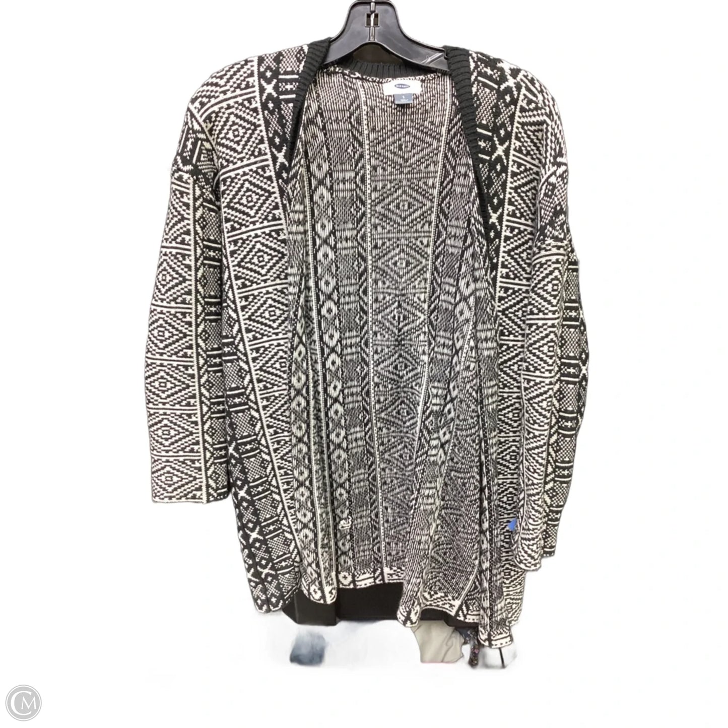 Sweater Cardigan By Old Navy In Black & White, Size: S