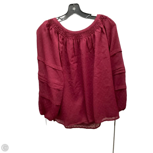 Top Long Sleeve By Loft In Maroon, Size: L