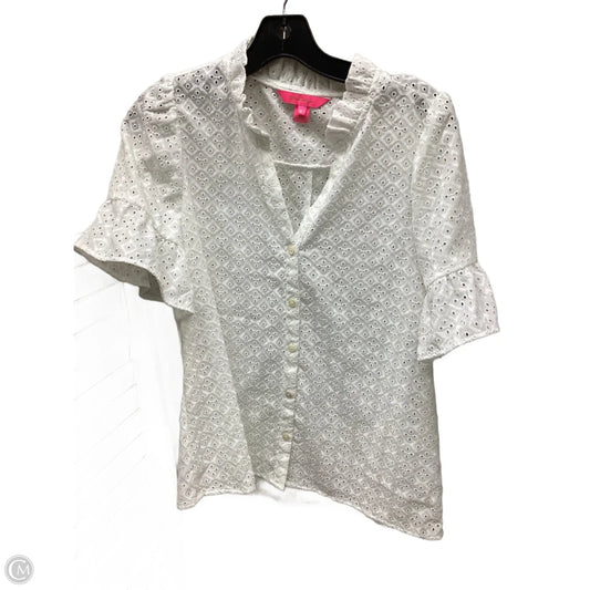 Top Short Sleeve Designer By Lilly Pulitzer In White, Size: 6
