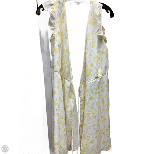 Dress Casual Midi By Ann Taylor In White & Yellow, Size: 4p
