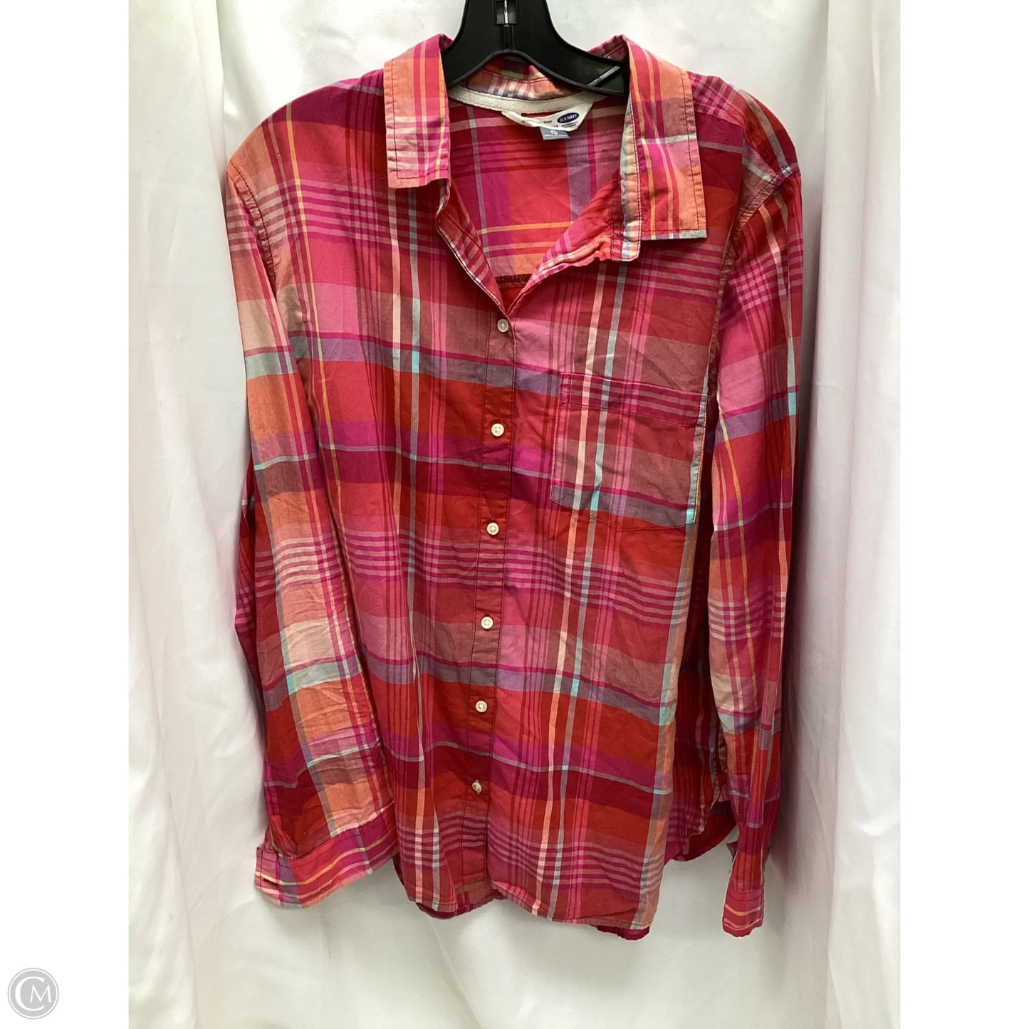Top Long Sleeve By Old Navy In Plaid Pattern, Size: Xl