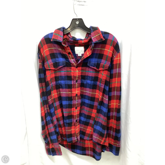 Top Long Sleeve By American Eagle In Plaid Pattern, Size: Xl
