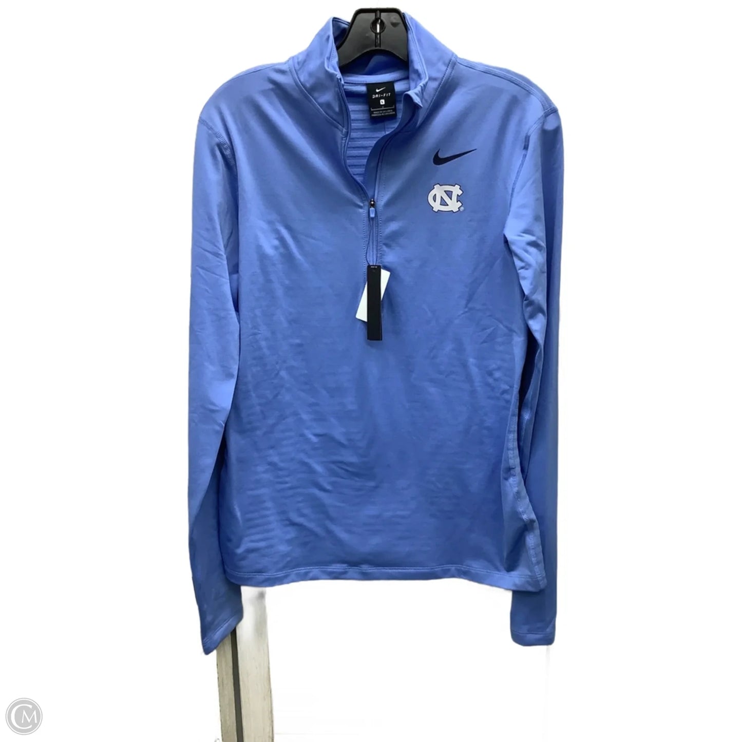 Athletic Top Long Sleeve Collar By Nike Apparel In Blue, Size: L