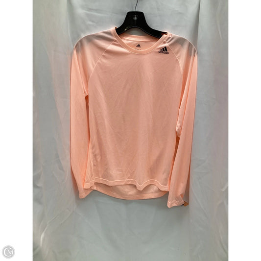 Athletic Top Long Sleeve Crewneck By Adidas In Orange, Size: M