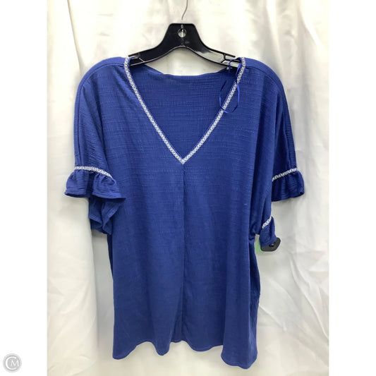 Top Short Sleeve By Max Studio In Blue, Size: 1x