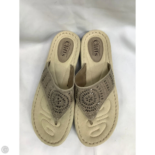 Sandals Heels Wedge By Cliffs By White Mountain In Beige, Size: 9.5