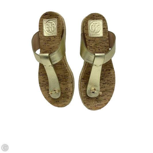 Sandals Designer By Tory Burch In Gold, Size: 7