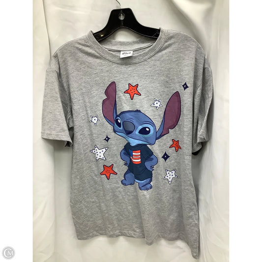 Top Short Sleeve By Disney In Grey, Size: L