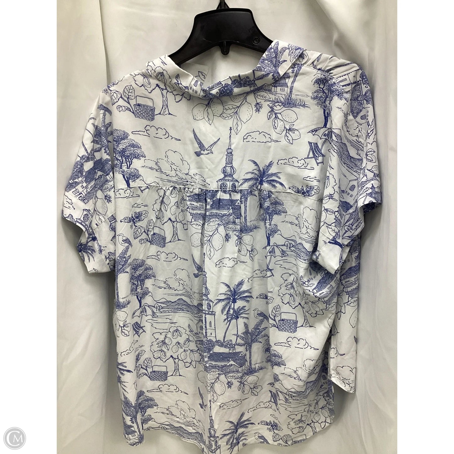 Top Short Sleeve By Jane And Delancey In Blue & White, Size: Xl