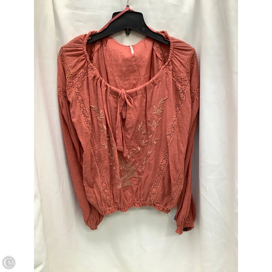 Top Long Sleeve By Free People In Coral, Size: S
