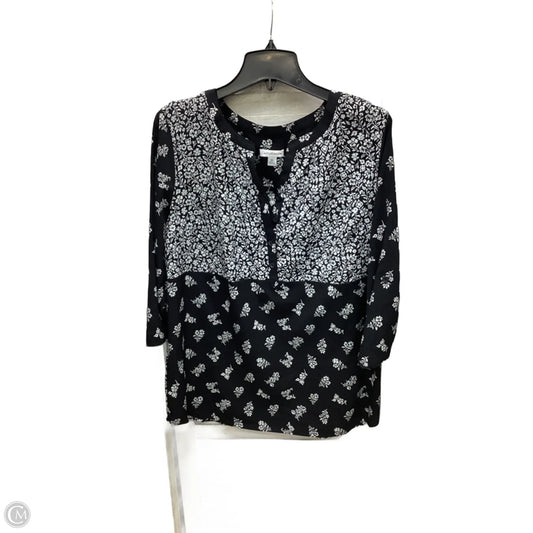 Top Long Sleeve By Croft And Barrow In Black & White, Size: Xl