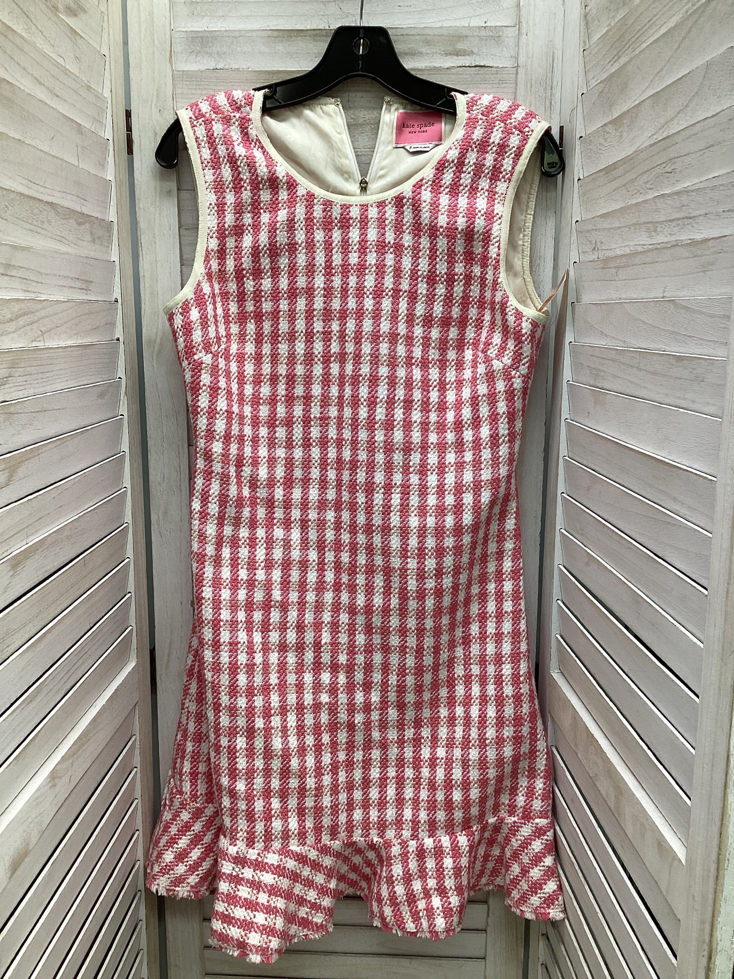 Dress Casual Midi By Kate Spade In Pink & White, Size: 8