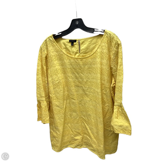 Top 3/4 Sleeve Basic By Talbots In Yellow, Size: Xl