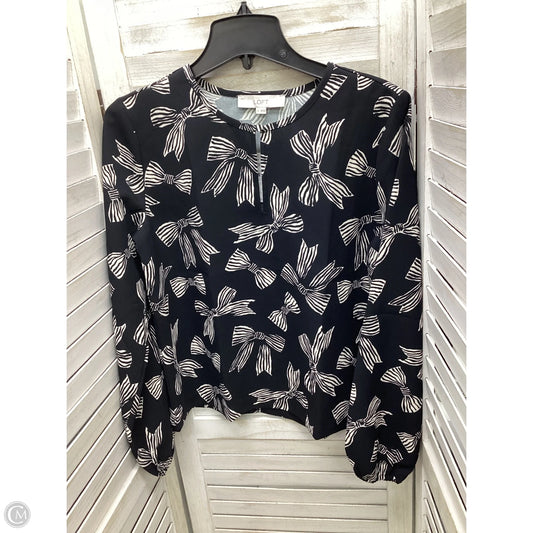 Top Long Sleeve By Loft In Black & White, Size: S
