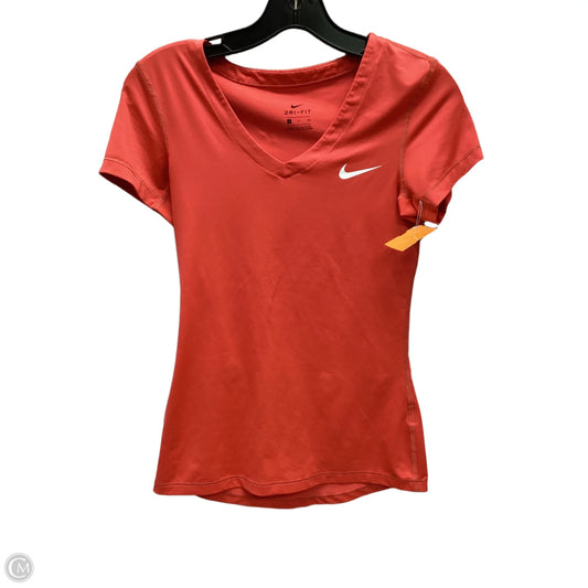 Athletic Top Short Sleeve By Nike In Orange, Size: S