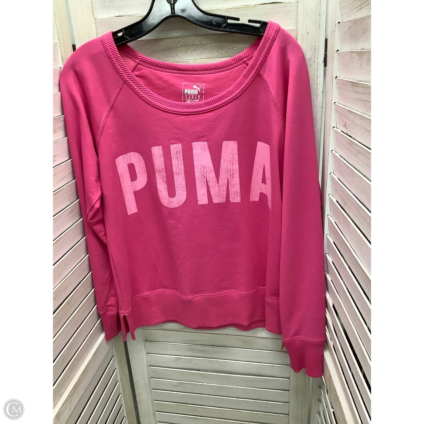 Top Long Sleeve By Puma In Pink, Size: S