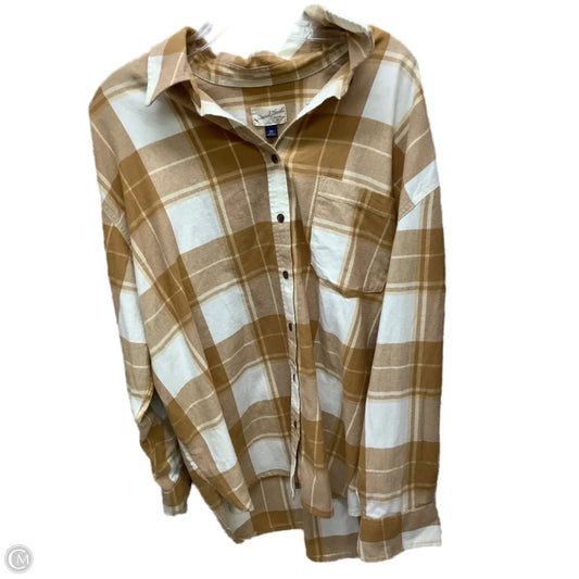 Top Long Sleeve By Universal Thread In Plaid Pattern, Size: Xxl