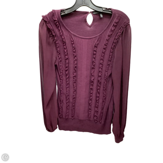 Top Long Sleeve By White House Black Market In Purple, Size: Xs