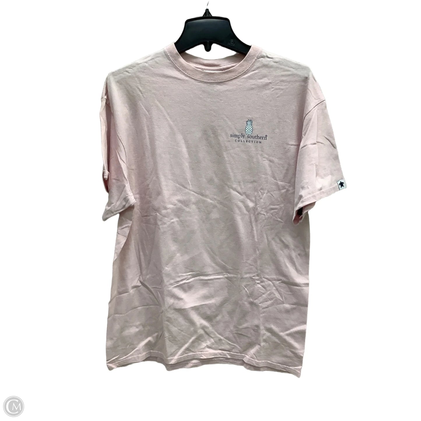 Top Short Sleeve By Simply Southern In Pink, Size: L